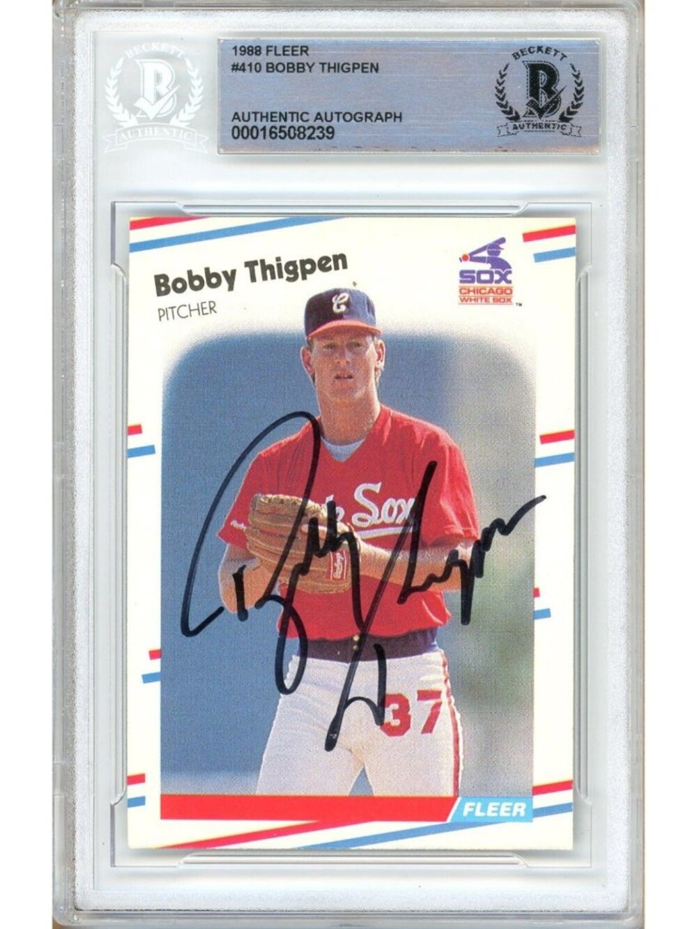 Bobby Thigpen Signed 1988 Fleer #215 Chicago White Sox Beckett BAS Slabbed Auto